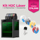 Kit Pro Bambu Lab H2C Laser 10W + Pack De 4 Filamentos Pla Pro + 1 Accesorios Para H Series