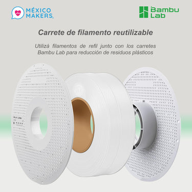 Pack Master 10 Filamentos Bambu Lab Pla Lite Bobina Reutilizable Color Blanco