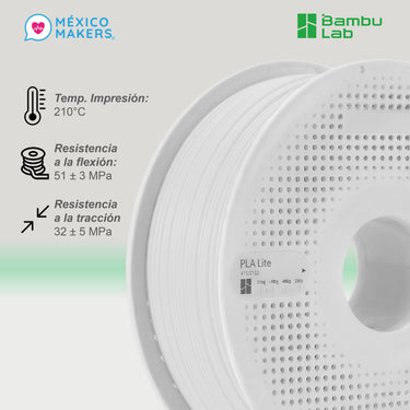 Pack Master 5 Filamentos Bambu Lab Pla Lite Con Bobina Reutilizable Blanco