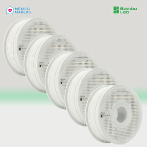 Pack Master: 5 Filamentos Bambu Lab PLA Lite con Bobina Reutilizable – Blanco