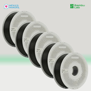 Pack Master: 5 Filamentos Bambu Lab PLA Lite con Bobina Reutilizable – Negro