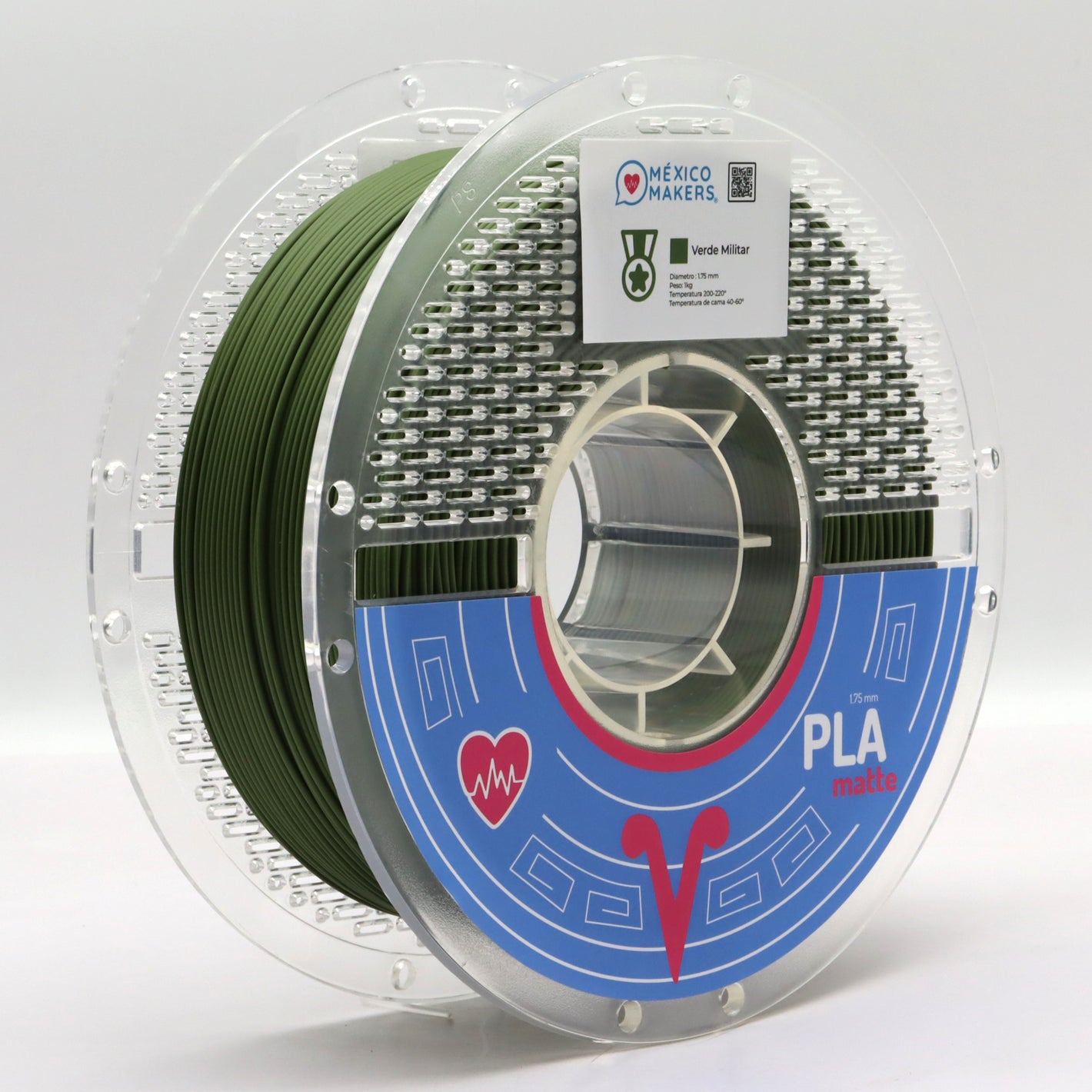 FILAMENTO PLA MATTE VERDE MILITAR PARA IMPRESORA 3D