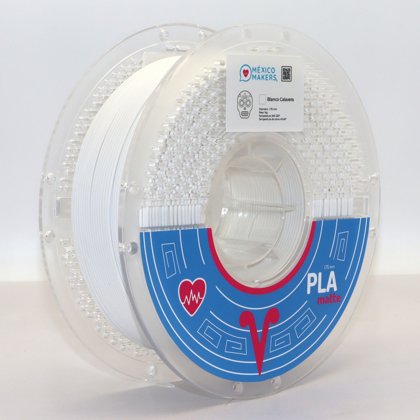 FILAMENTO PLA MATTE BLANCO CALAVERA PARA IMPRESORA 3D